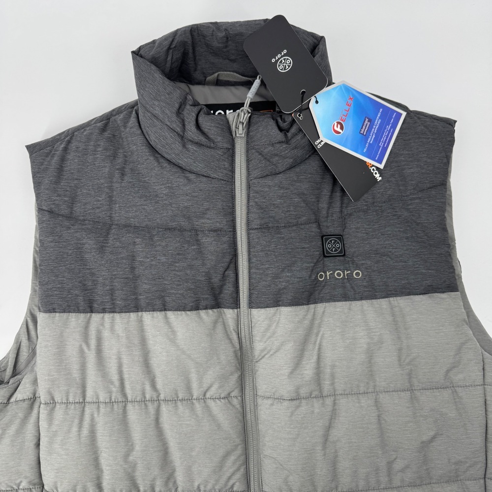 NEW Ororo Men XL Classic Heated Puffer Vest Insulated Flecking Gray NO BATTERY - Picture 5 of 10